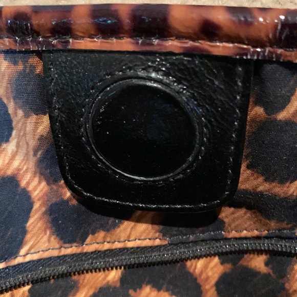 XL BRIGHTON black patent leather rope bag with chetah lining & handles.LIKE NEW - Picture 5 of 16